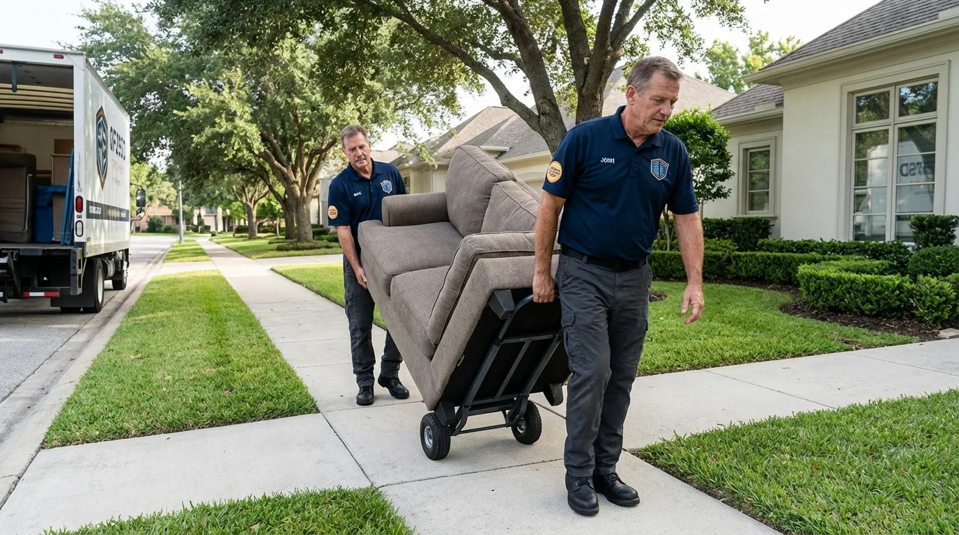 Local residential moving crew loading furniture in Union, MS