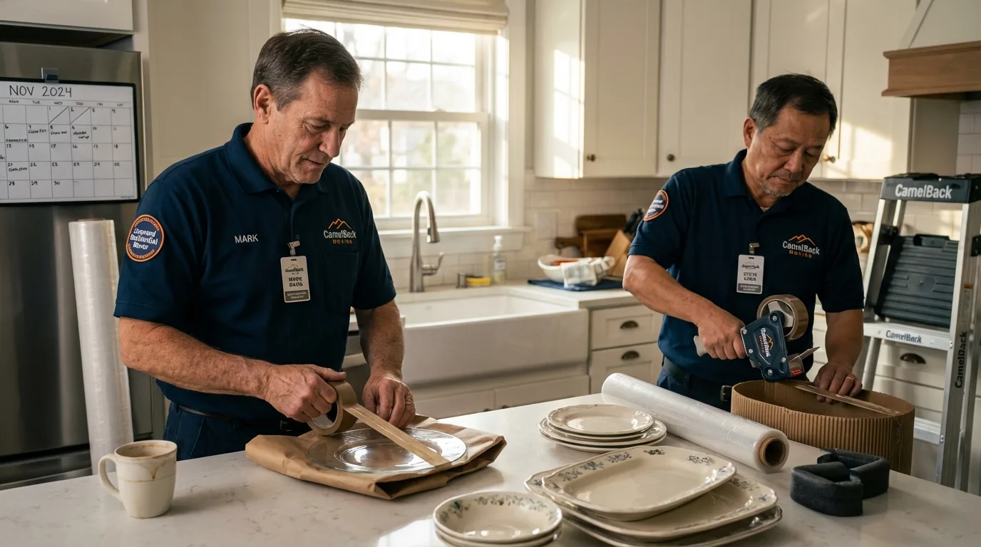Professional crew packing kitchen dishware in Union, MS