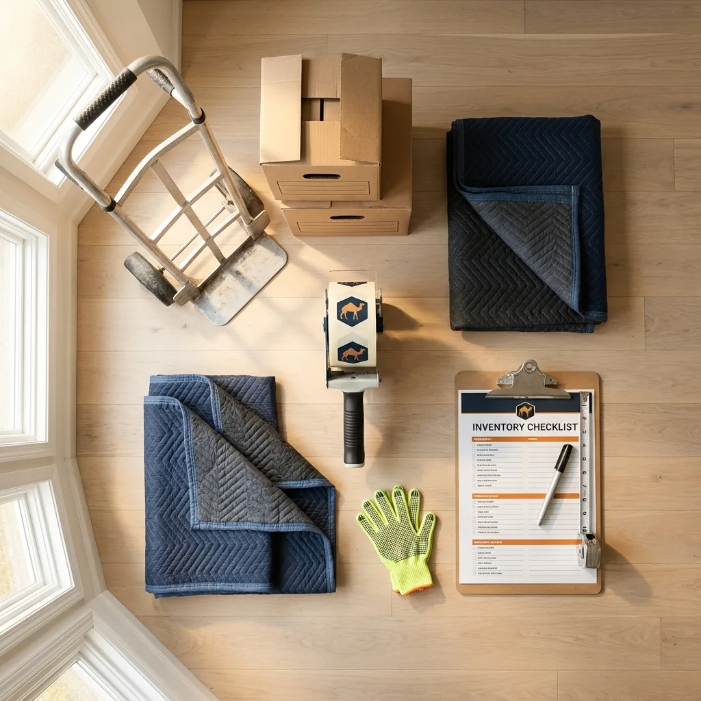 Professional moving supplies and packing materials layout for Union residential relocations